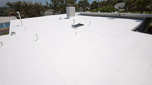 Modified torch roof with Apoc 252 white elastomeric coating, Redondo Beach